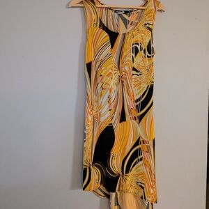 Star Vixen High Low Dress in Orange and Black